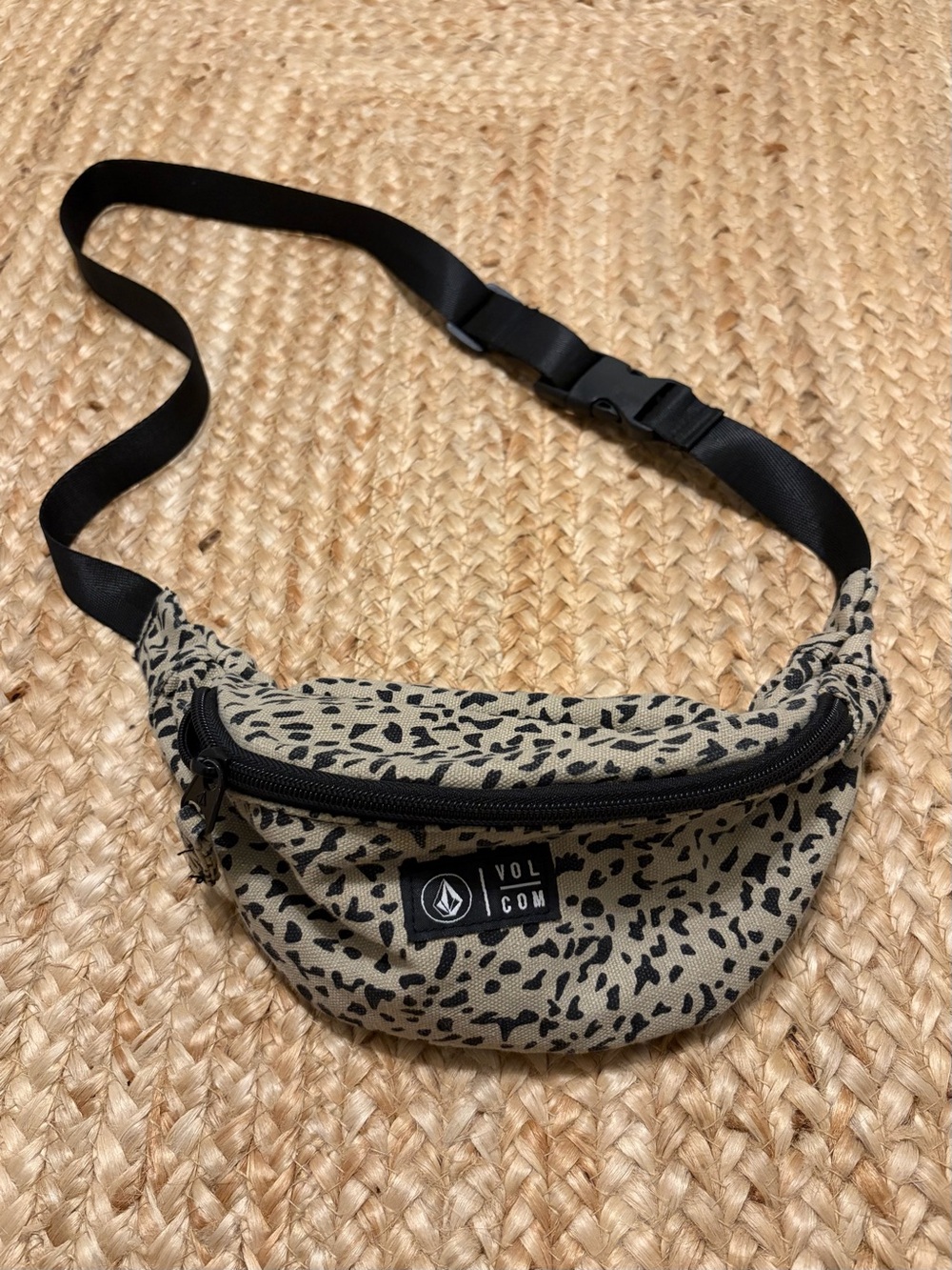 Volcom Leopard Print Crossbody Bag — Black and Tan